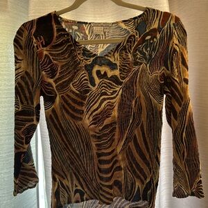Brown and black zebra print 3/4 sleeve blouse #animalprint